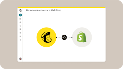 Painel de controle de integração do Intuit Mailchimp onde os profissionais de marketing podem conectar o Mailchimp ao Shopify ou desconectá-lo.
